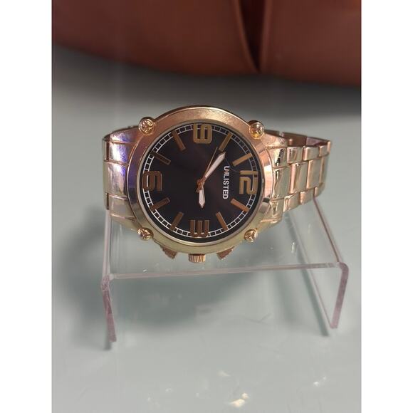 Men's UNLISTED by Kenneth Cole Gold-Tone Watch with Black Dial - Picture 1 of 10